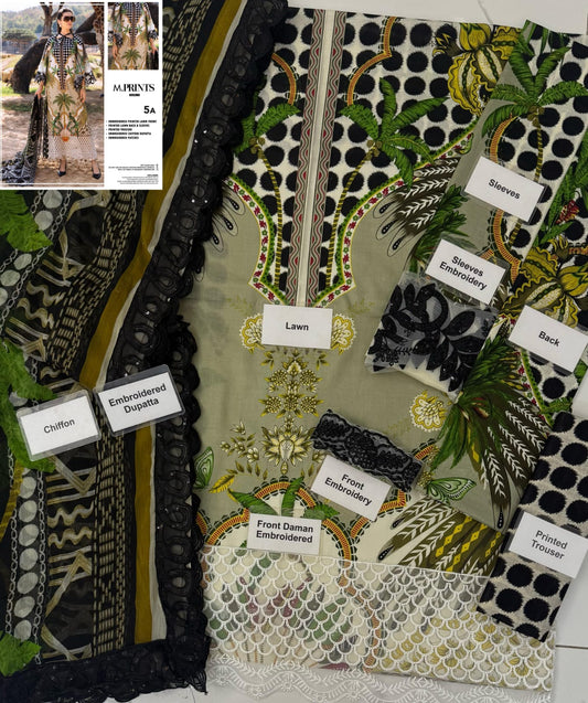 Maria B 3 Piece Unstitched Embroidered Lawn Suit