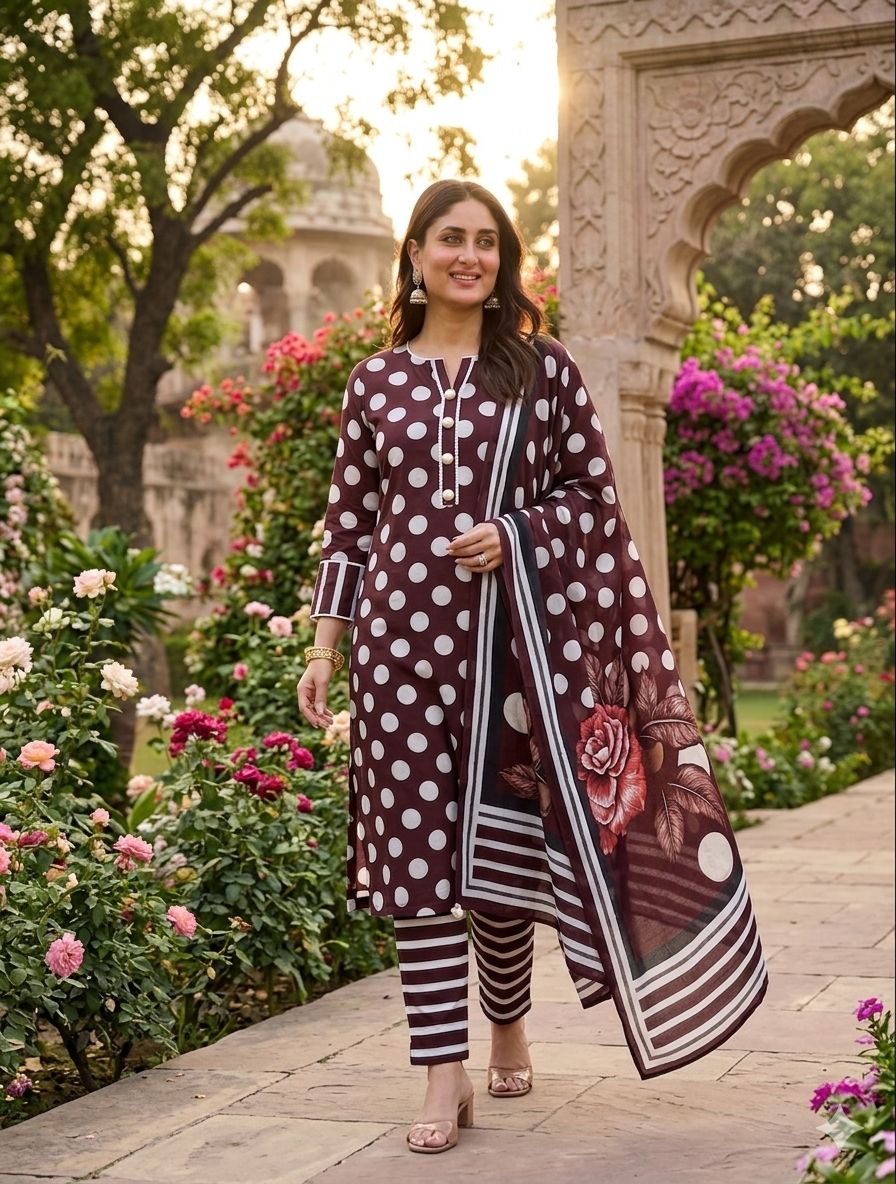 Polka Dot Lawn Digital Printed 3pc Unstiched