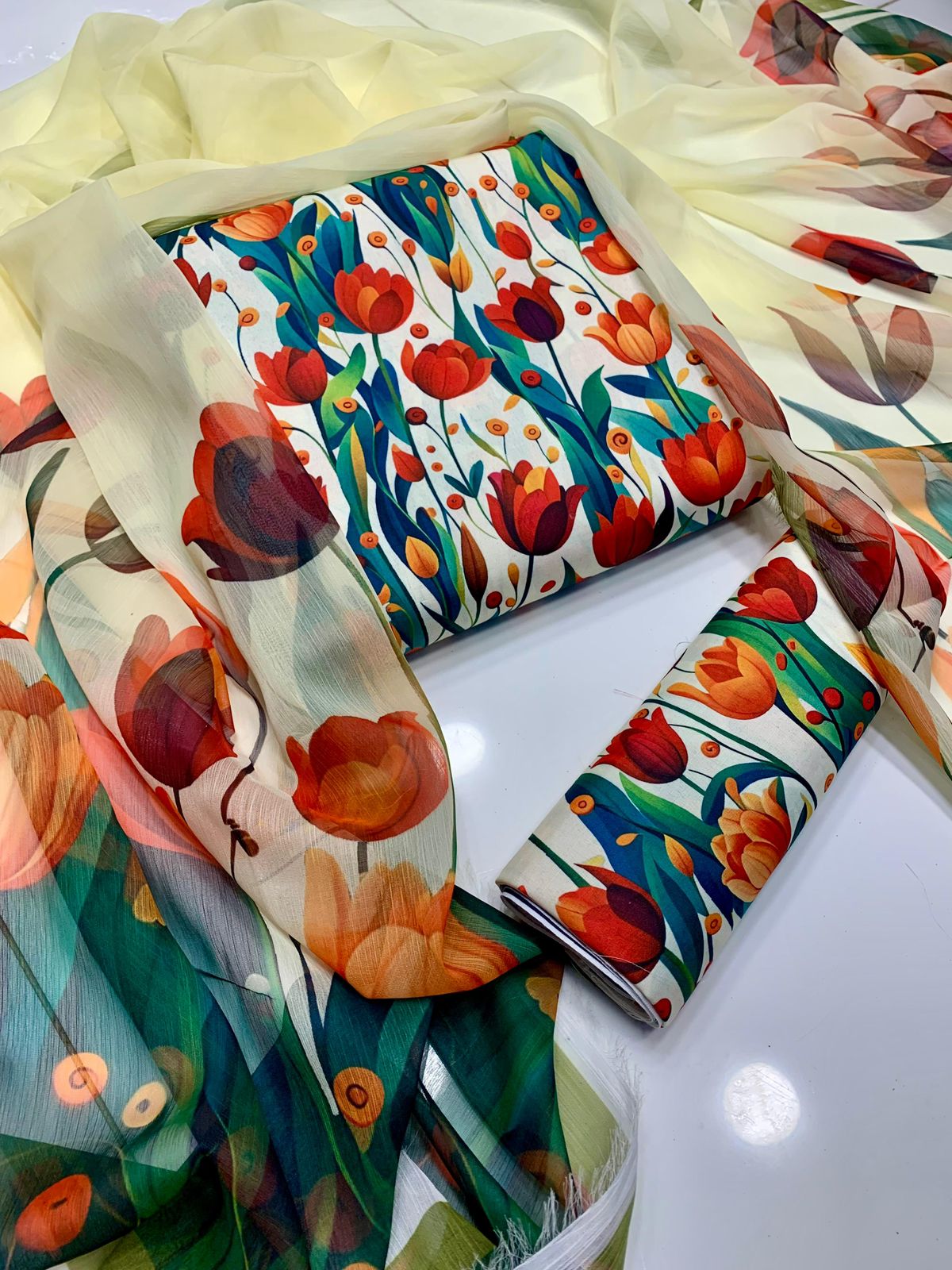 Tulip Swiss Lawn Dress 3pc Unstiched