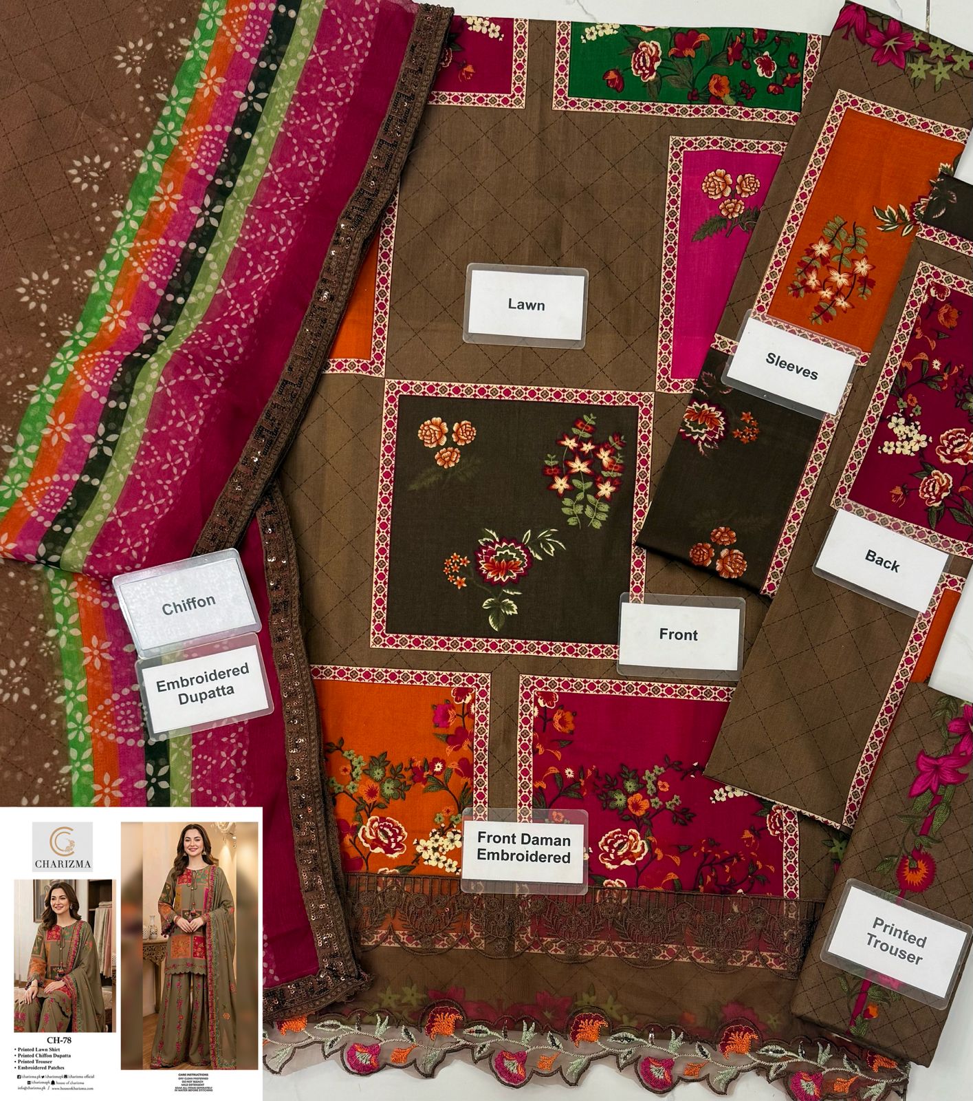 Charizma Lawn Embroidered Collection 3pc Unstiched