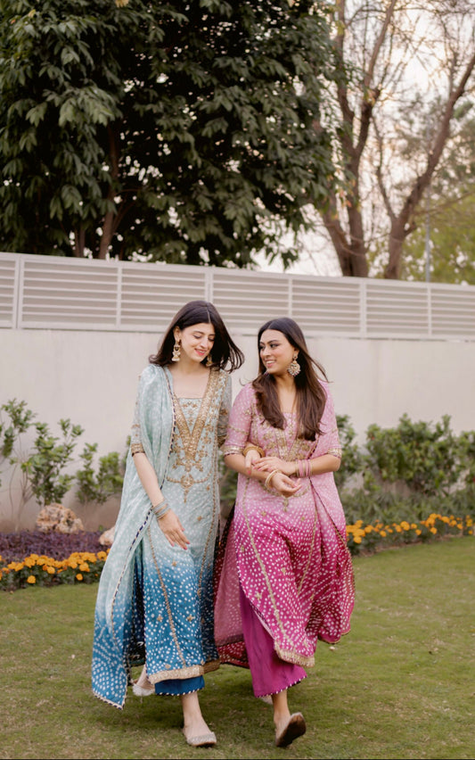 LXM Lawn Embroidered Blue Tye & Dye 3pc Unstiched