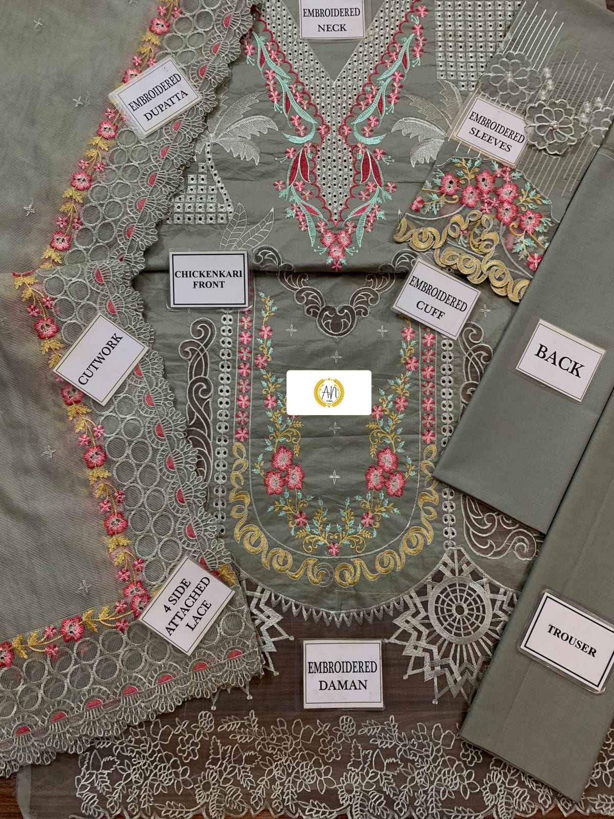 BIN ILYAS LUXURY CHICKEN/LASER KARI COLLECTION 2026 3PC UNSTITCH