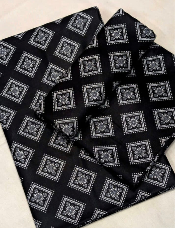 Black Nd White Lawn 2pc Unstiched