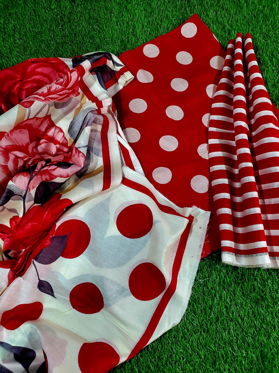 Polka Dots Lawn Digital Printed 3pc Unstiched