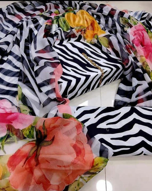 Zebra Swiss Lawn Digital Printed 3pc Unstiched