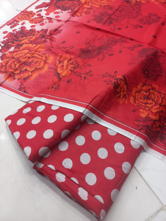 Polka Dot Digital Printed Lawn 3pc Unstiched 2026