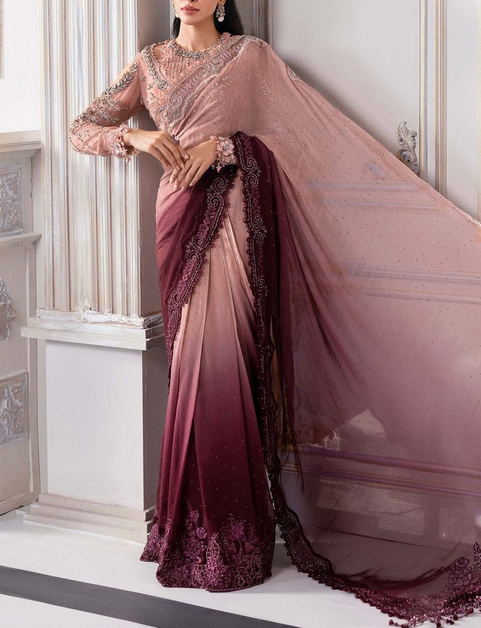 Maria B Wedding Net Saree Collection