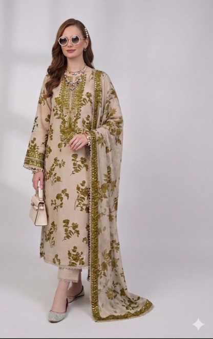 Aneela's 9MM Lawn Embroidered Collection 3pc Unstiched