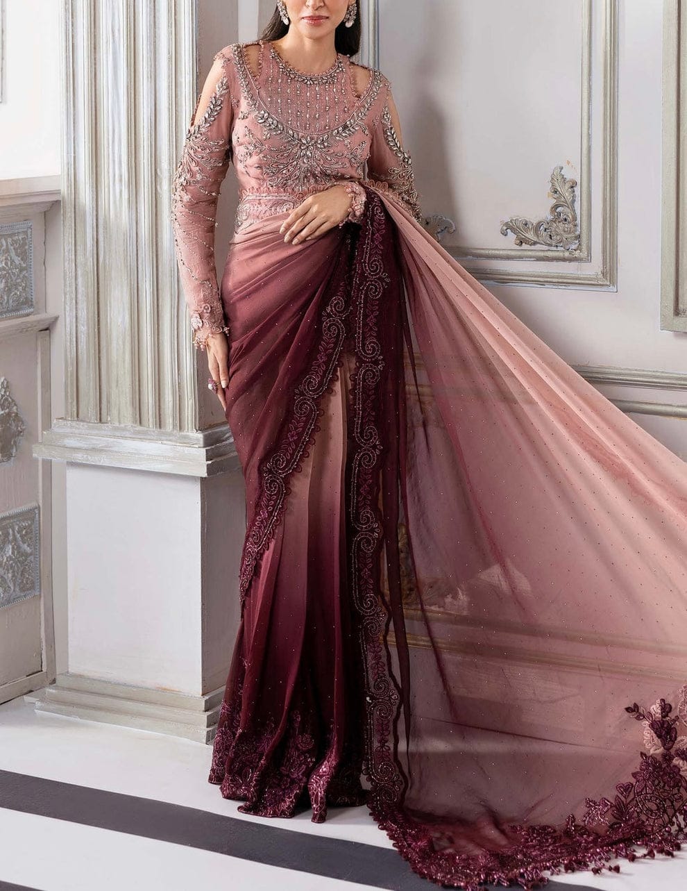 Maria B Wedding Net Saree Collection