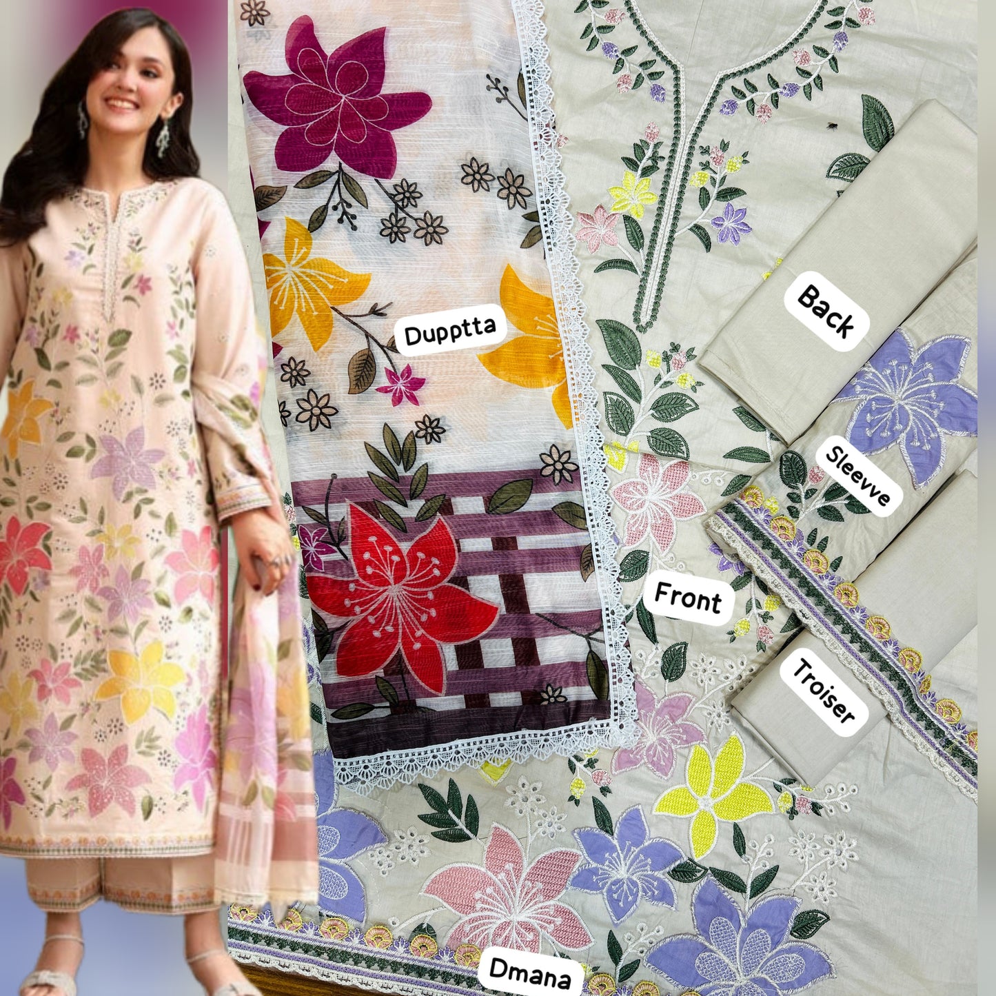 Aneela's Chikankari Embroidered Lawn 3pc Unstiched