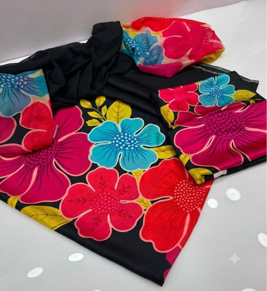 Floral Melody Digital Printed 3pc Unstiched