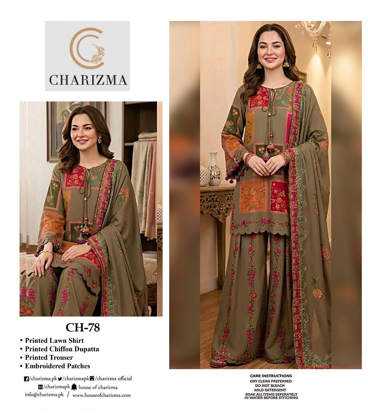 Charizma Lawn Embroidered Collection 3pc Unstiched