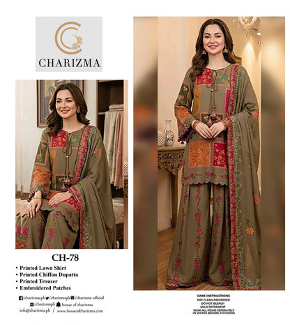 Charizma Lawn Embroidered Collection 3pc Unstiched