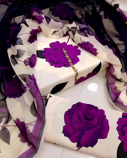 Floral Lulusur Swiss Lawn Digital Printed 3pc Unstiched
