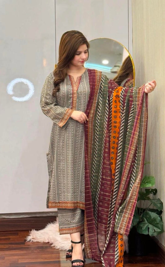 Trending Lawn Digital Printed 3pc Unstiched