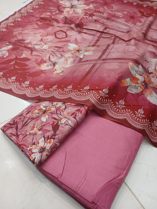 Al-Karam Lawn Digital Printed 3pc Unstiched