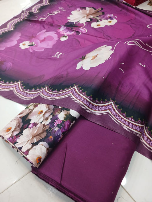 Al-Karam Lawn Digital Printed 3pc Unstiched