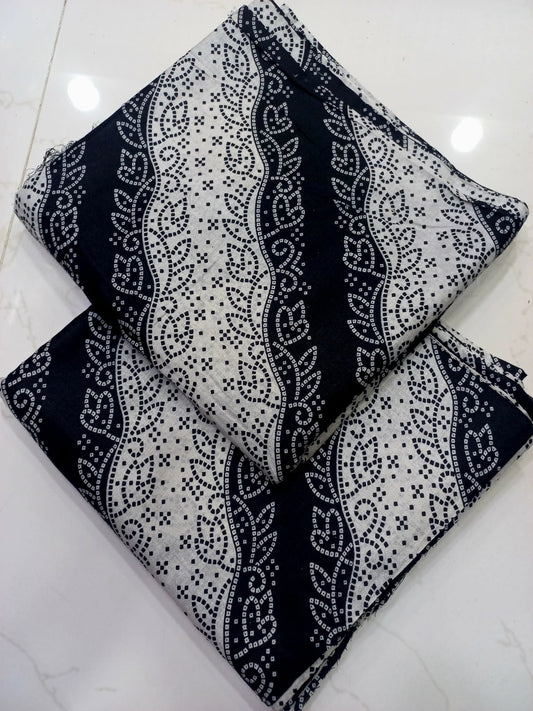 Black Nd White Lawn 2pc Unstiched