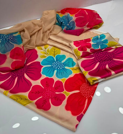 Floral Melody Digital Printed 3pc Unstiched