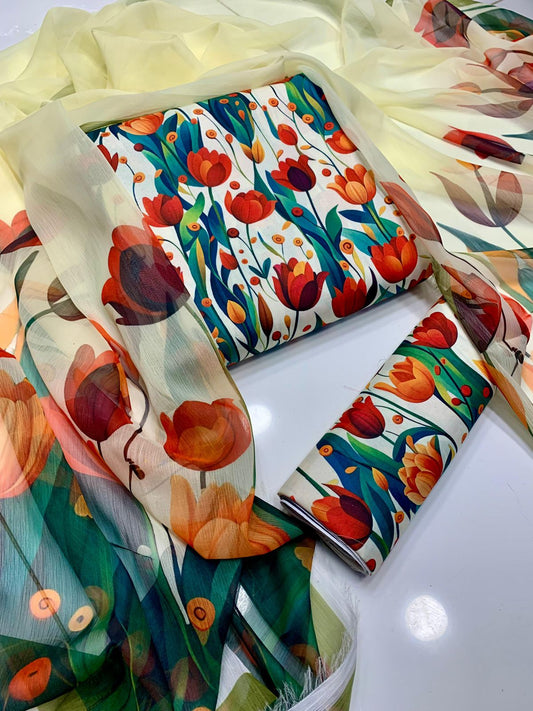 Tulip Swiss Lawn Dress 3pc Unstiched